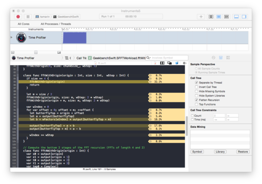 Instruments source view for static FFT