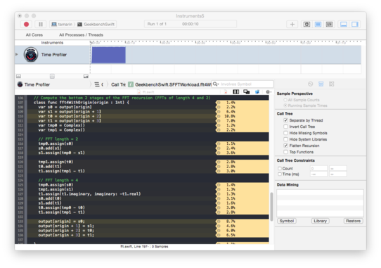 Instruments source view for static FFT